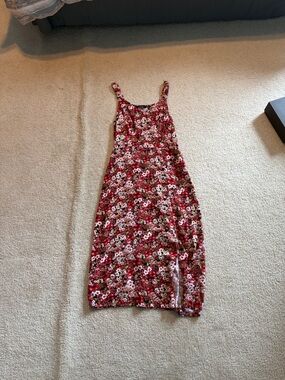 Vero Moda Red Floral Midi Slip Dress